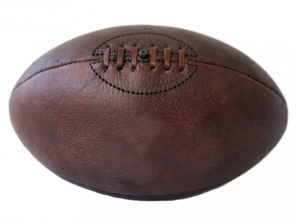 Ballon de rugby old school en cuir véritable