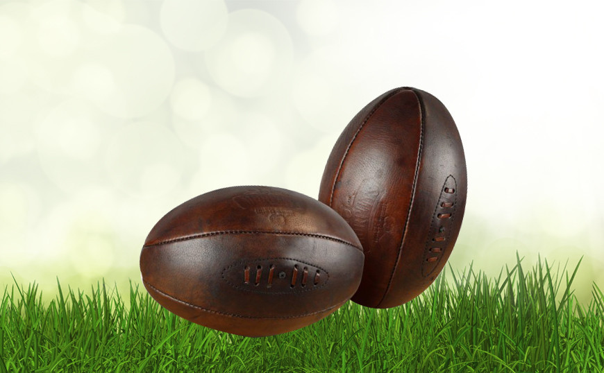 Mini ballon de rugby personnalisé old school en cuir véritable